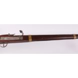 (S2) 11 bore black powder Re-enactment matchlock musket, 40½ ins fullstocked brass banded steel