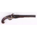 (S58) 28 bore Bohemian flintlock holster pistol, 10½ ins two stage full stocked barrel, horn mounted