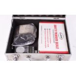Aluminium case containing Lyman digital weighing scale, boxed Lee Safety Powder scale, one other