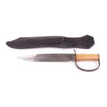 CSA knife with 10½ ins bowie blade, beech grips with brass hand guard, with sheath