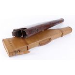 Vintage leather leg o' mutton gun case for 28 ins barrels for restoration; modern leg o' mutton