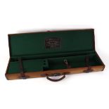 Canvas and leather gun case for 29/31 ins barrels, green baize lined fitted interior, W. J.
