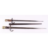 Two Gras bayonets, dated 1876 & 1878, one with steel scabbard