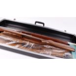 Five various rifle stocks for Crosman, Harper Brocock, etc, in Calcomp hard plastic rifle case