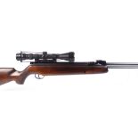 .22 Webley Eclipse underlever air rifle, original sights, semi pistol grip stock with cheek piece