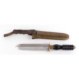 Siebe Gorman diver's knife with 7½ ins double edged steel blade etched with maker's name, brass