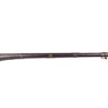 (S58) Matchlock Turkish style Jezail, 51 ins full stocked barrel, swamped muzzle, steel ramrod, with