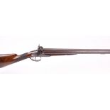 (S58) 12 bore percussion double sporting gun by Westley Richards, 29½ ins damascus barrels, platinum
