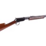 (S1) .22 Winchester Model 62A pump action rifle, 23 ins barrel with original open sights, tube