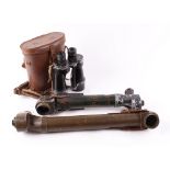 Pair 1936 Ross binoculars in leather case; 1918 R&J Beck Ltd. No.14 Mk II periscope; WWII 1944 HGP