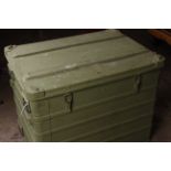Green painted military style storage container/transport box, 31 x 24 x 22 ins