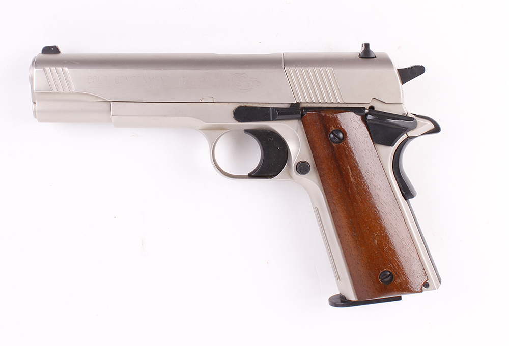 .177 Colt Government 1911 A1 (Umarex) Co2 semi automatic air pistol, nickel finish, wood grips, with - Image 2 of 2
