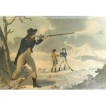 Framed and glazed print 'Snipe Shooting', 17 ins x 12½ ins