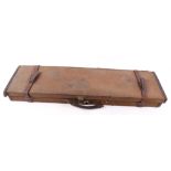Canvas and leather gun case with baize fitted interior for 31 ins barrels