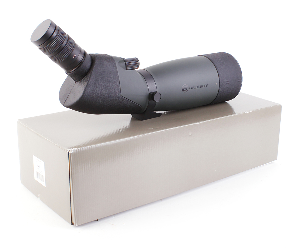 20-60 x 80 Bresser Pirsch spotting scope with soft case and instructions, boxed