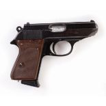 (S5-SF32) 7.65mm Walther PPK automatic pistol, brown plastic grips, no. 523073 Section 5 licence
