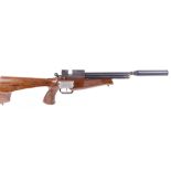 .22 Evanix Hunting Master AR-6 pcp air rifle, fitted moderator, 2 x 6 shot magazines, charging