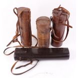 Four leather scope/flask cases