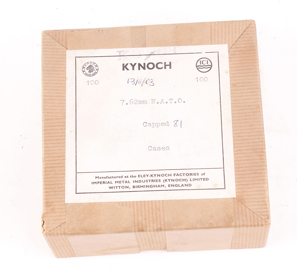 100 x 7.62mm Nato cartridge cases by Kynoch in original packet [Purchasers note: This Lot cannot