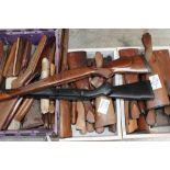 Three boxes of various figured stocks and forends incl. three full length rifle stocks