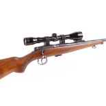 (S1) .22 BRNO Model 2 bolt action rifle, 24 ins barrel with blade and tangent sights, 5 shot