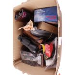 Box of mixed shooting accessories to incl.: Brady canvas slip; spotlight; game finder; shooting