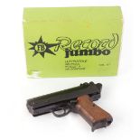 4.5mm Record overlever air pistol, wood grips, in original box with cleaning brush, no. 07587 [