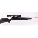 5.5mm Webley Spectre straight pull pre charged air rifle, moderated barrel, black synthetic stock,