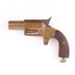 (S1) 1 ins French flare pistol with 4 ins two stage brass barrel stamped Chobert Paris 16 Rue