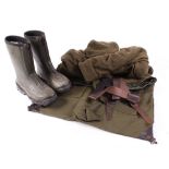Pair Seeland waterproof zip boots, size 11; Bonart tweed quilt lined smock, size L; Akah large