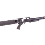 (S1) .22 Gunpower Stealth pre charged air rifle, moderated barrel, black synthetic pistol grip,