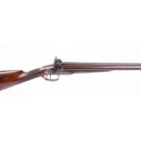 (S58) 12 bore percussion double sporting gun by Westley Richards, 29½ ins damascus barrels, platinum