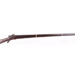 (S58) .577 Indian matchlock, with 50 ins full stocked three band octagonal barrel, studded iron lock