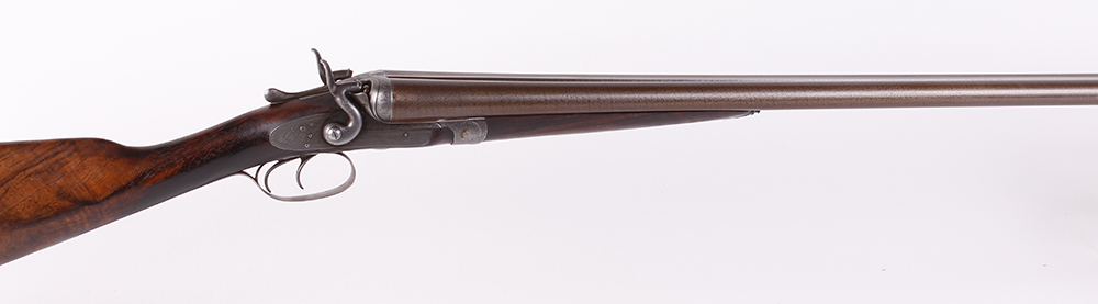(S2) 12 bore double hammer gun by Thos Johnson c.1875-87, 30 ins brown damascus barrels, recent - Image 2 of 8