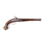 (S58) 18 bore Continental percussion ( converted from flintlock) holster pistol, 12 ins swamped