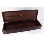 A rare double mahogany gun case for relining, brass corners and fittings, max. internal length 32½