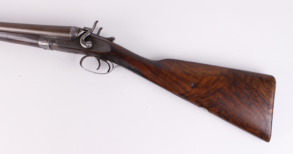 (S2) 12 bore double hammer gun by Thos Johnson c.1875-87, 30 ins brown damascus barrels, recent - Image 5 of 8