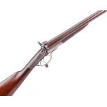 (S58) 12 bore pinfire double sporting gun by Jennings, Spalding, 30 ins brown damascus twist barrels