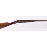 (S2) 12 bore double hammer gun by Thos Johnson c.1875-87, 30 ins brown damascus barrels, recent