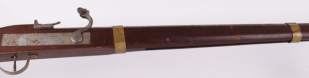 (S2) 11 bore black powder Re-enactment matchlock musket, 40½ ins fullstocked brass banded steel