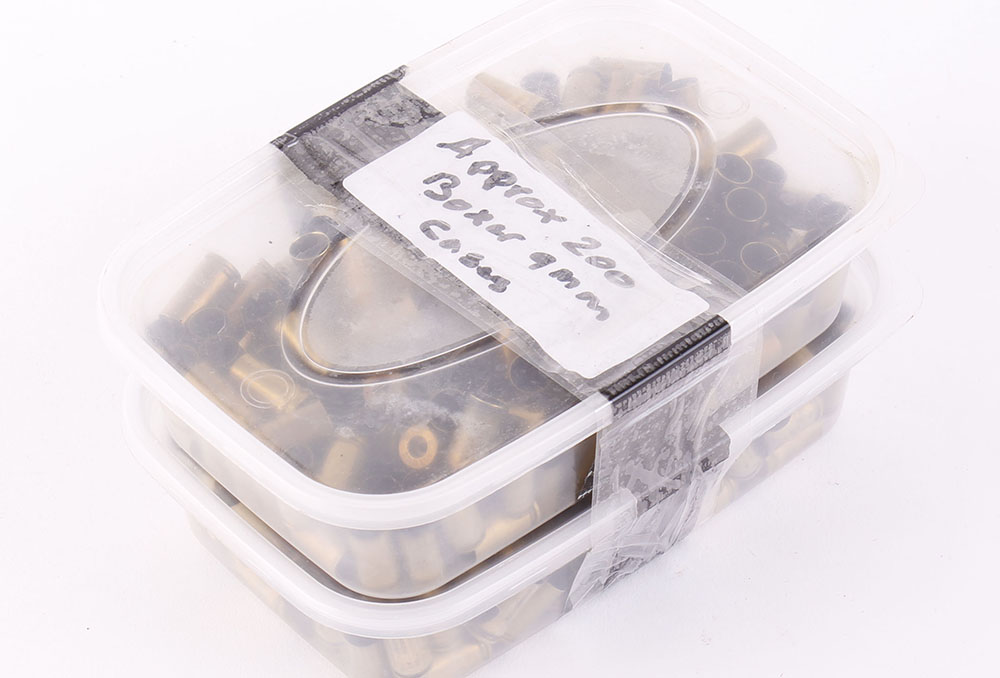 400 (approx.) x 9mm Boxer brass cases for reloading