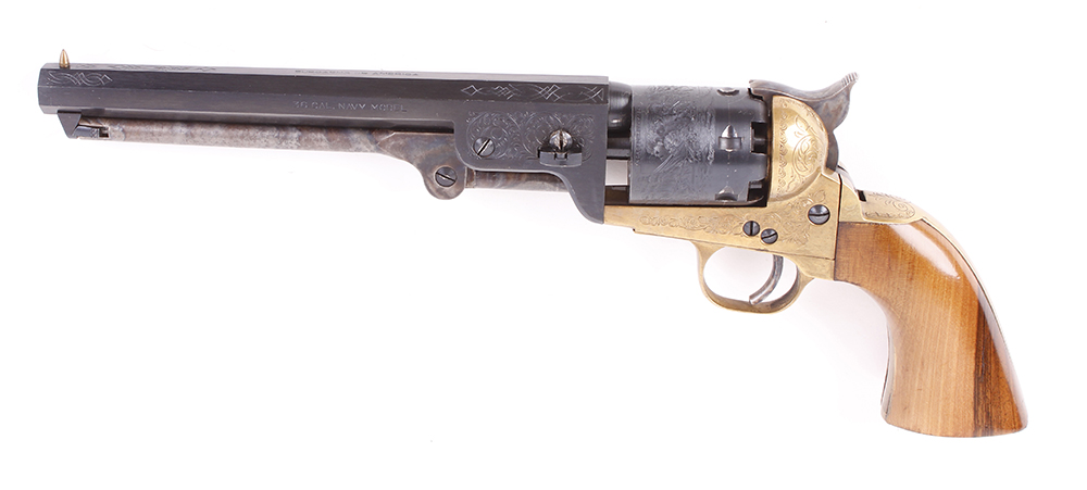 (S1) .36 Euroarms 'Navy Model' percussion black powder revolver, 7½ ins octagonal sighted barrel,