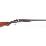 (S2) 12 bore double hammer gun by T. Wild, 28 ins sleeved barrels, ½ & full, the rib inscribed T