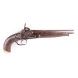 (S58) 16 bore Spanish percussion pistol with 9 ins octagonal barrel, fullstocked with steel ramrod,