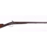 (S58) 16 bore Percussion double sporting gun by John Blissett, London, 29½ ins damascus barrels,