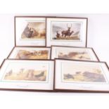 Six framed and glazed promotional hunting scenes for Beretta