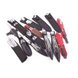 Bag containing large quantity of throwing knives