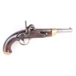 (S58) 14 bore French Model 1822 percussion service pistol with 7½ ins sighted barrel, half stocked,