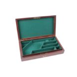19th century walnut case for percussion revolver, fitted green baize lined interior,