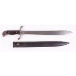 Argentine Mauser bayonet with 15 ins butcher blade stamped Modelo Argentino 1909;